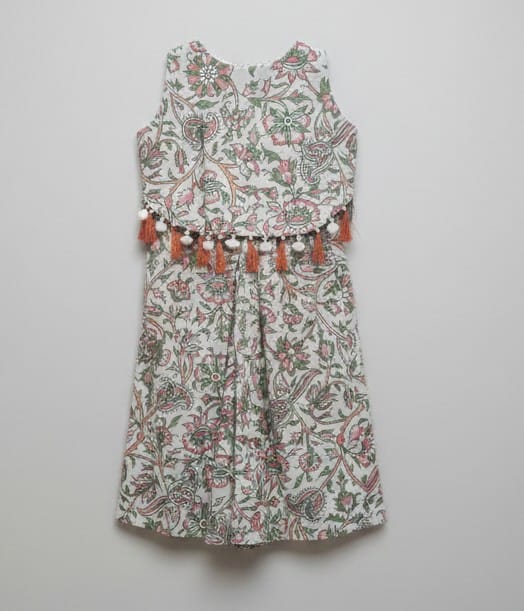 Multicolor Cotton Veg Printed Tissue Coord Set For Kids Girl