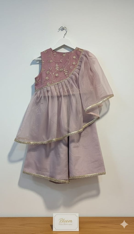 Lilac Cotton Lialac Ruffle Set For Kids Girl