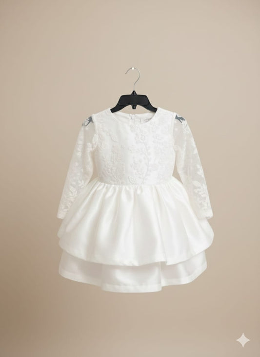 Off-White Cotton Customized Gowns For Kids Girl